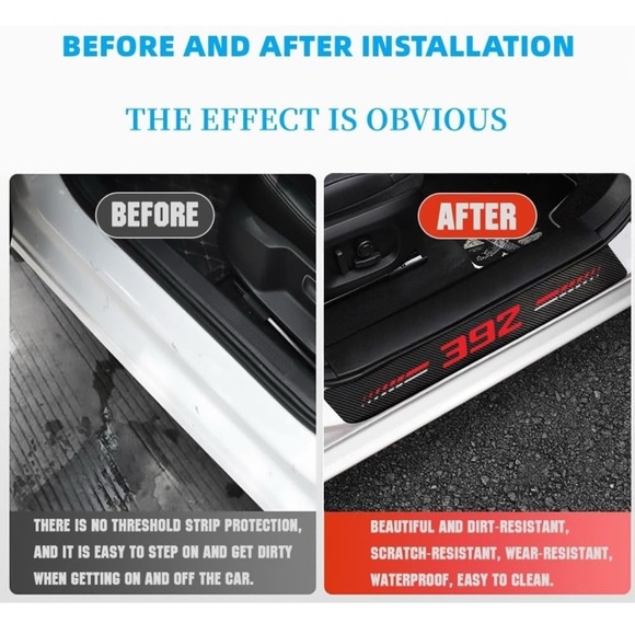 4PCS Carbon Fiber for Camaro Accessories Door Sill Protector RS Emblem Door - Picture 3 of 5